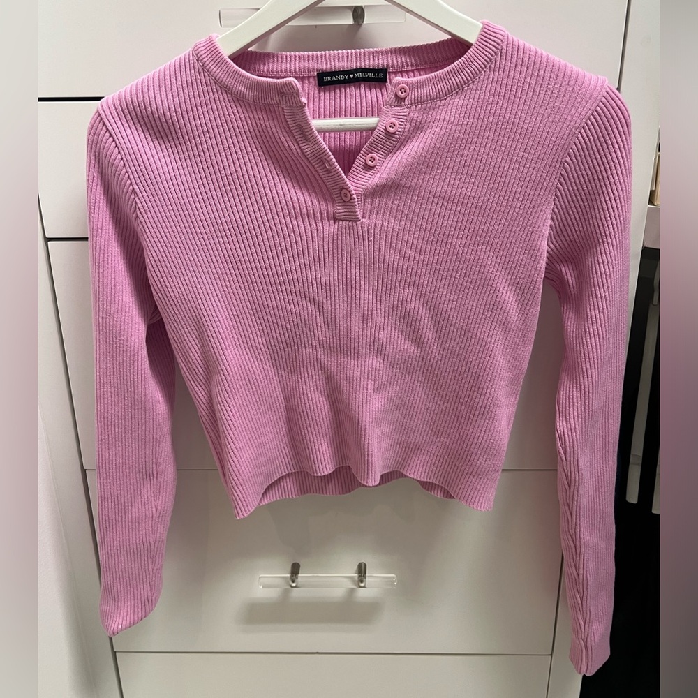Slightly cropped pink cardigan